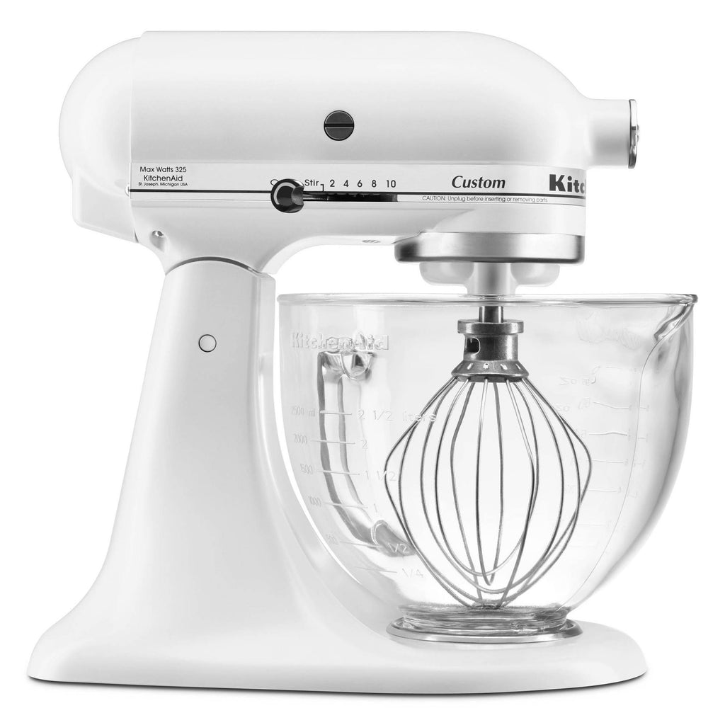 KitchenAid 5-Quart Stand Mixer Glass Bowl Matte White