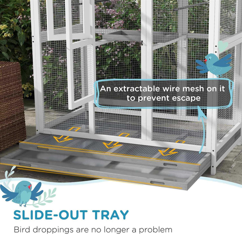 Wooden Bird Cage Aviary with 4 Perches, Nest and Slide-Out Tray Q18541