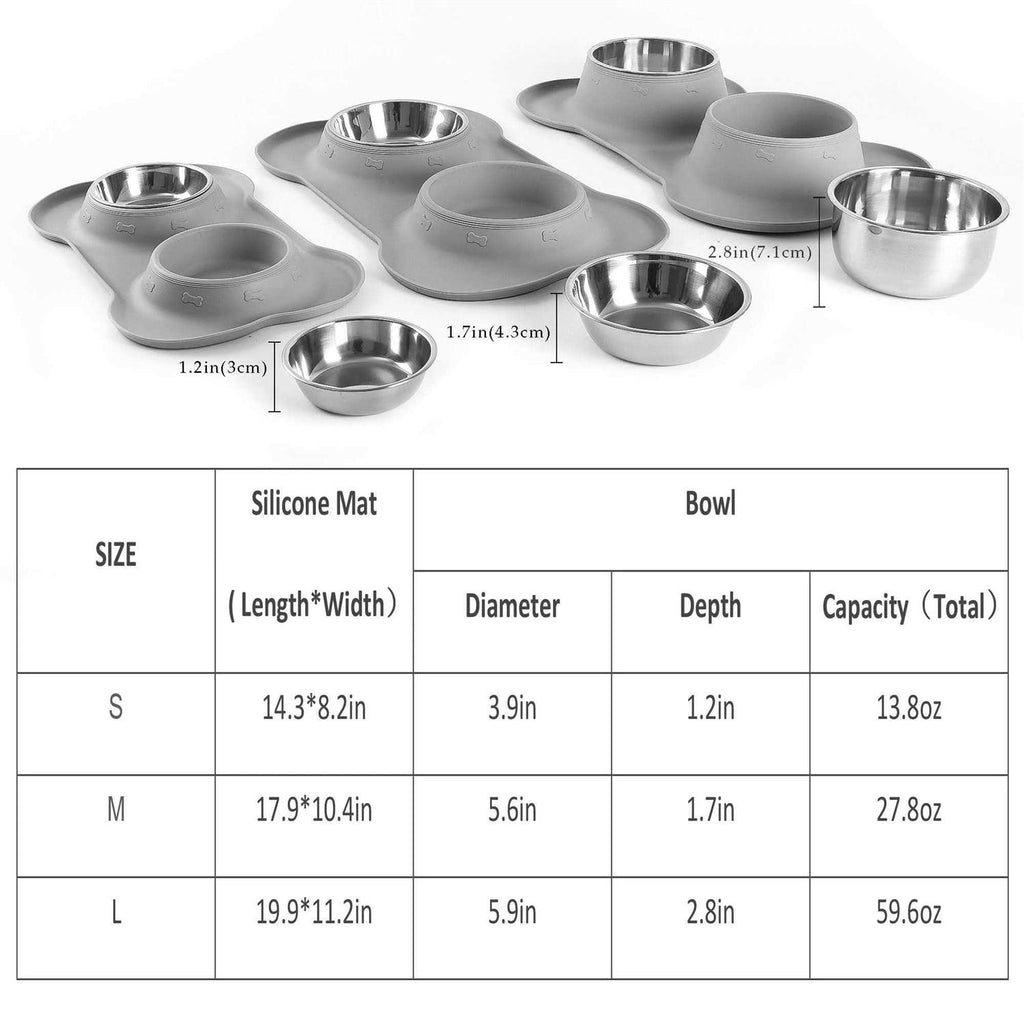 Stainless Steel Dog Bowls with Non-Skid Silicone Mat and Food Scoop S875610