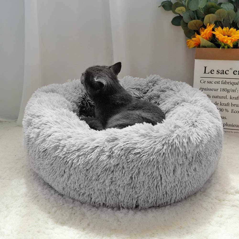 Round Plush Donut Pet Bed for Dogs and Cats H7068