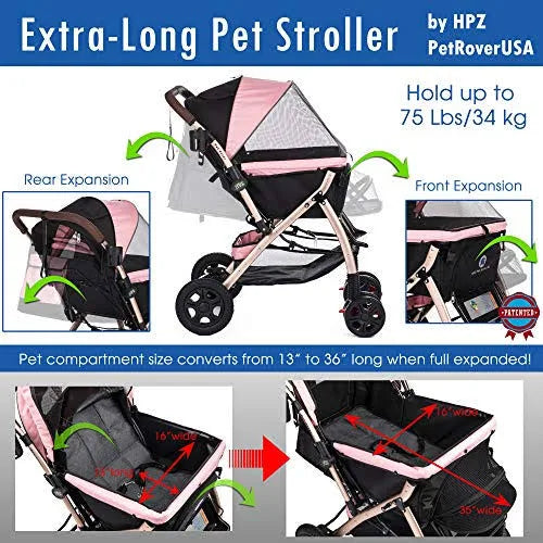 Extra-Long Heavy Duty Pet Stroller with Convertible Compartment P37027