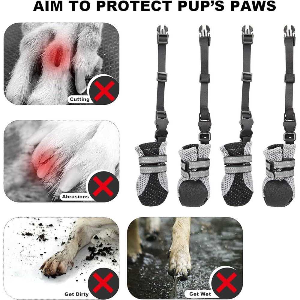 Dog Boots with Anti-Lost Design, Buckle Straps, and Weatherproof for Small Dogs I542