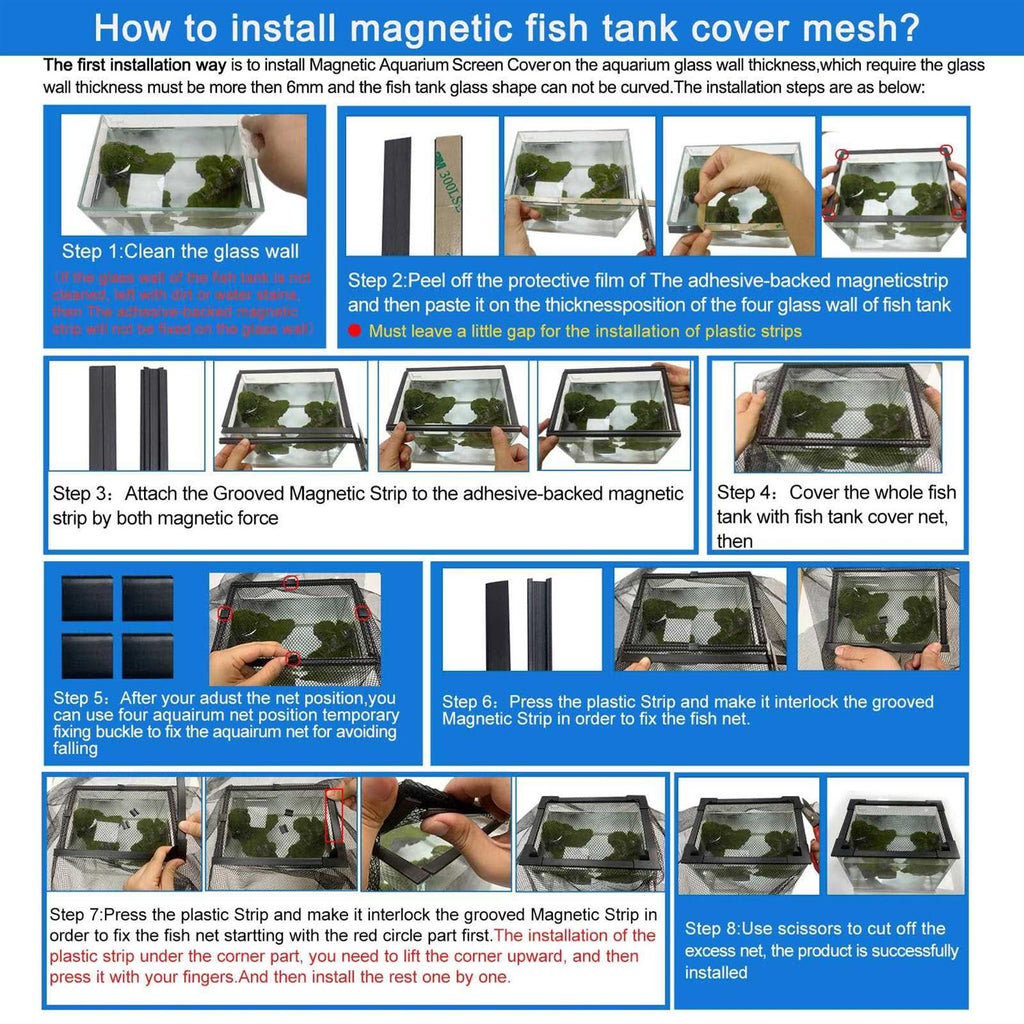 Magnetic Aquarium Cover Lid Anti-Jumping Mesh for Fish Tank D4161