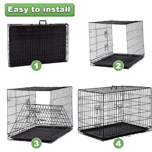 Folding Wire Dog Crate with Double-Door for Large Dogs E28341