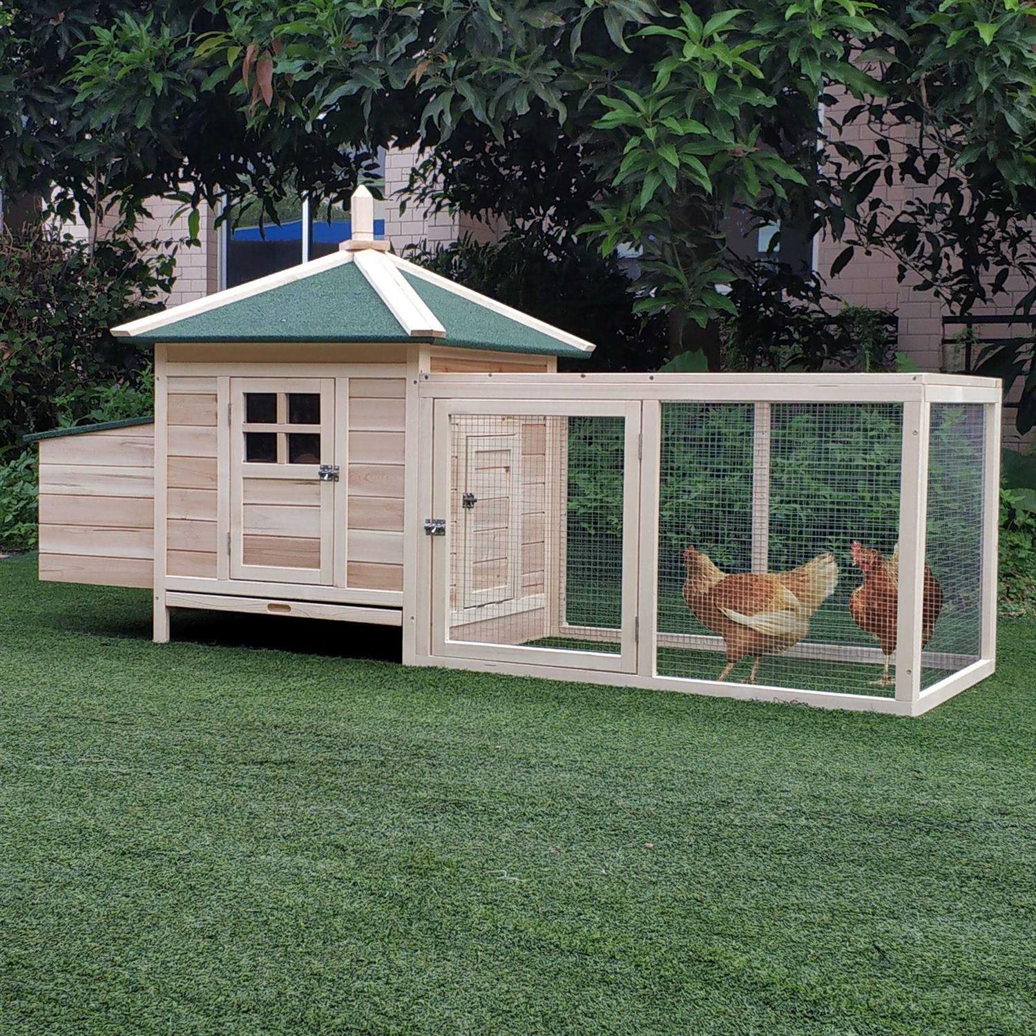 Wooden Chicken Coop with Nesting Box and Removable Tray B73920