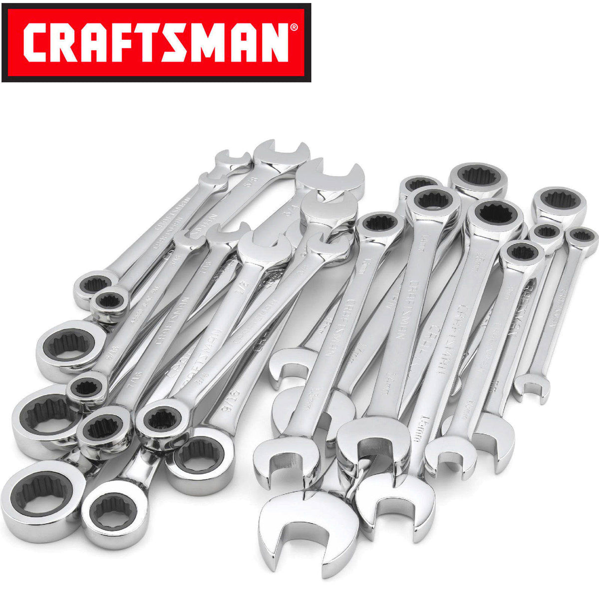 20 PC Combination Ratcheting Wrench Set Metric & Standard T63121