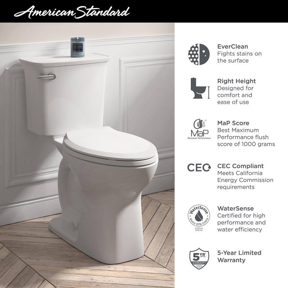 White 2-Piece Elongated Toilet, 1.28 GPF High Efficiency Single Flush Y8188