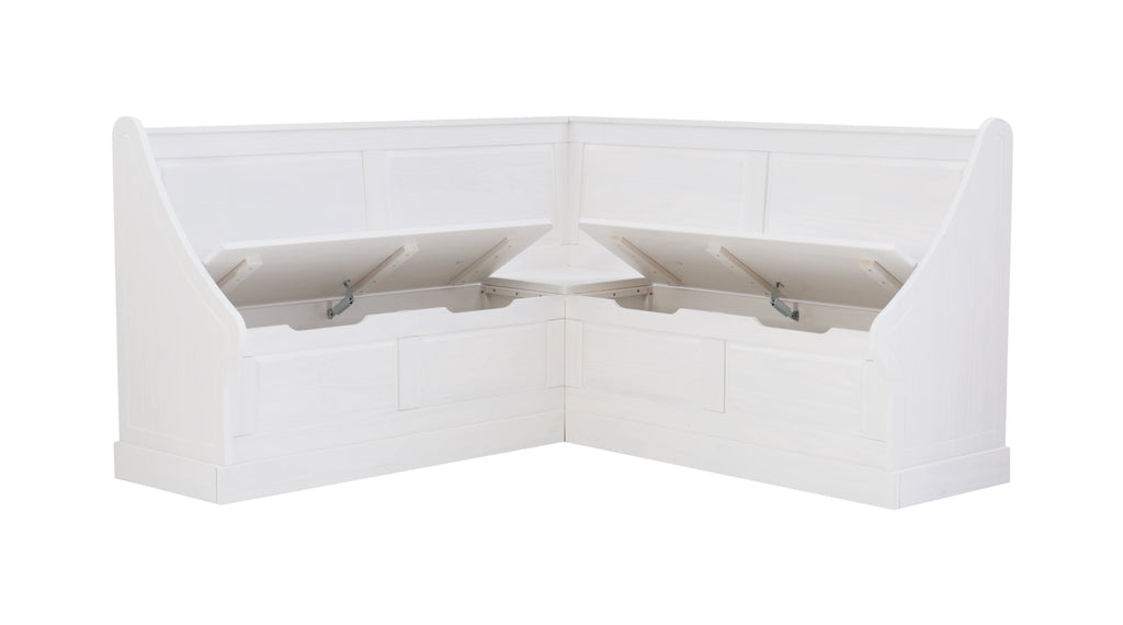 Corner Dining Bench with Storage, Seats 4, White H775