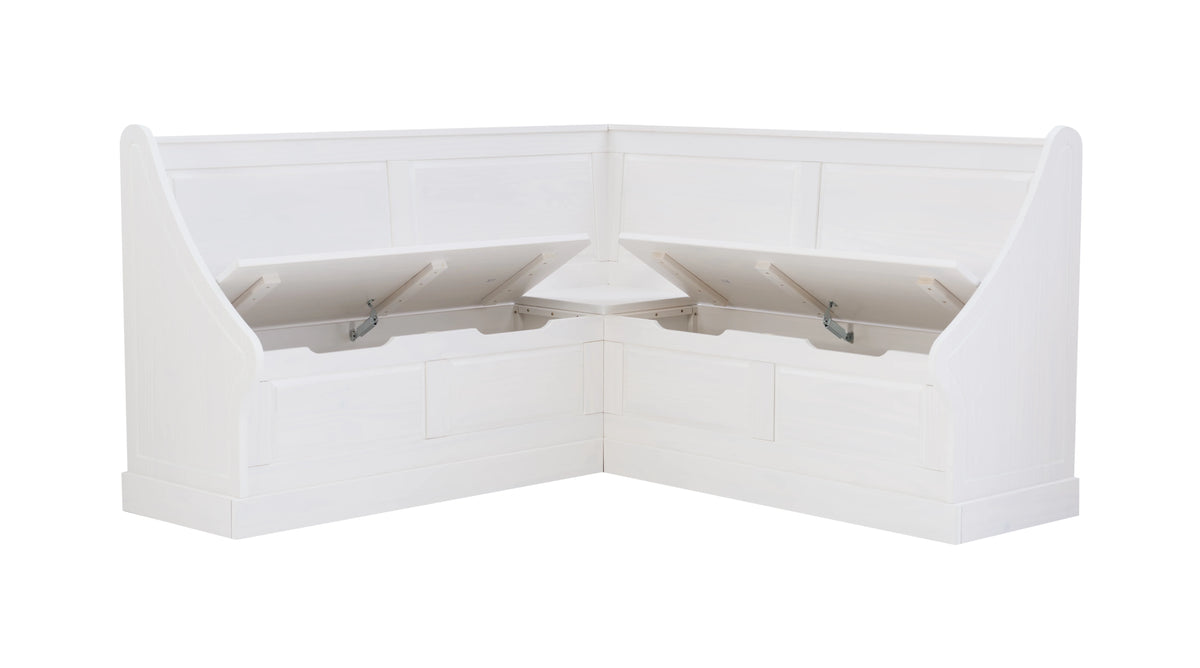 Corner Dining Bench with Storage, Seats 4, White H775