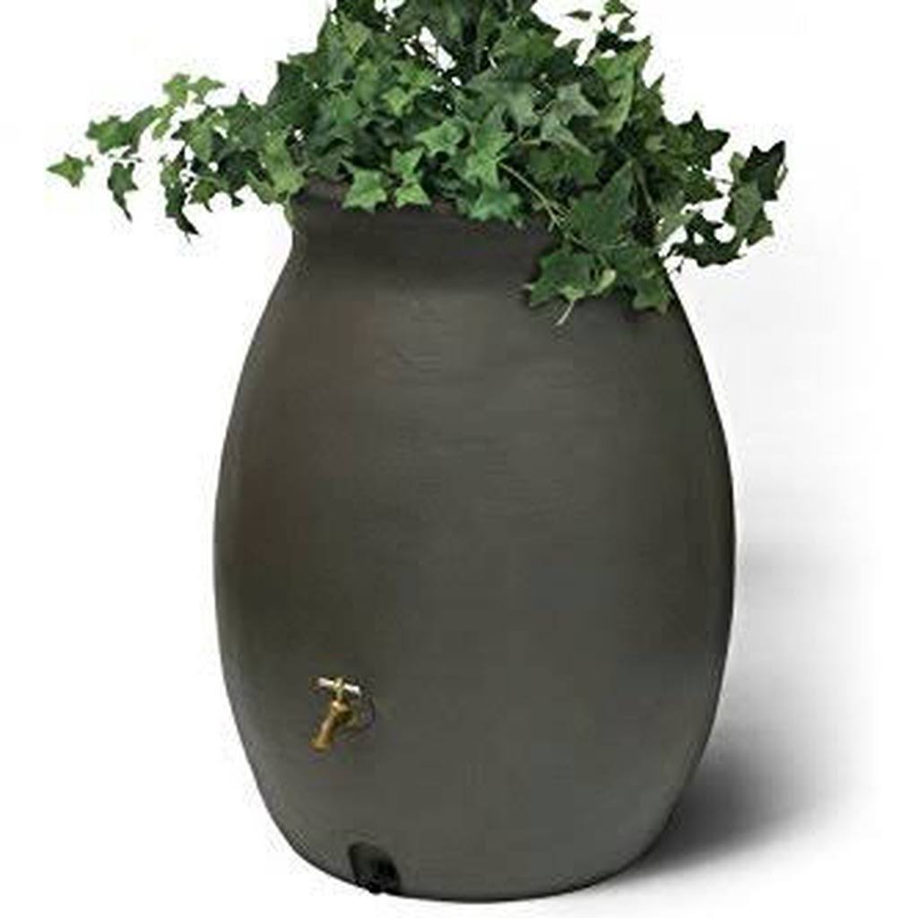 50 Gal Rain Barrel with Spigot, Dark Brown U6313