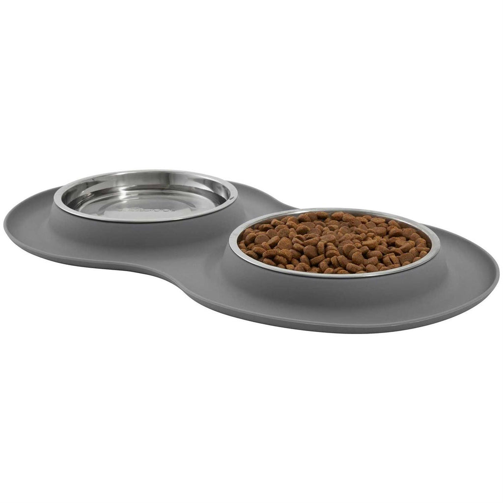 Double Stainless Steel Pet Bowl with Silicone Mat C338872