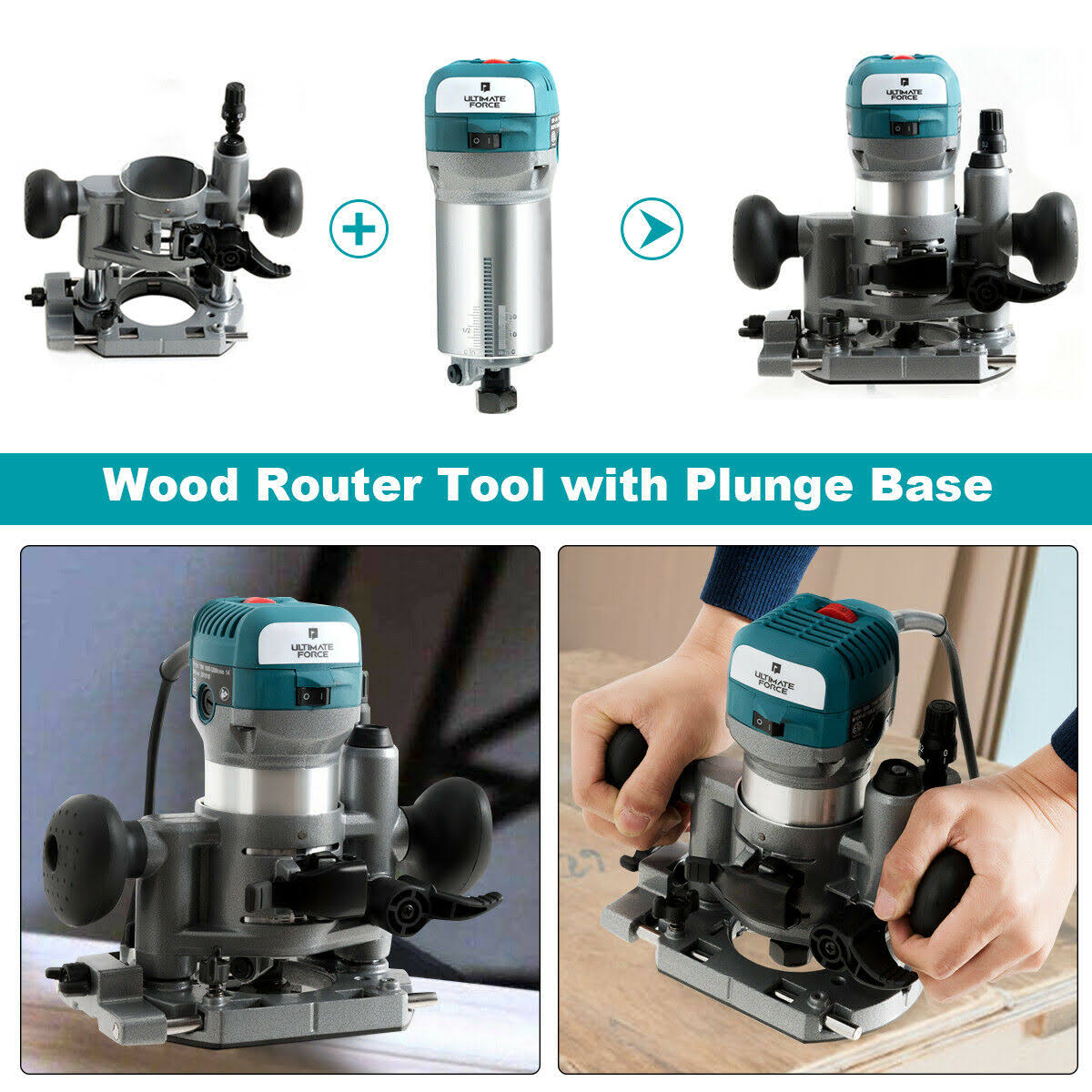 Palm Router Kit Variable Speed Woodworking with Plunge Base Y72729