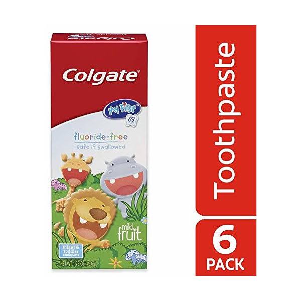Colgate My First Baby and Toddler Toothpaste, Fluoride Free - 1.75 oz (6 Pack)