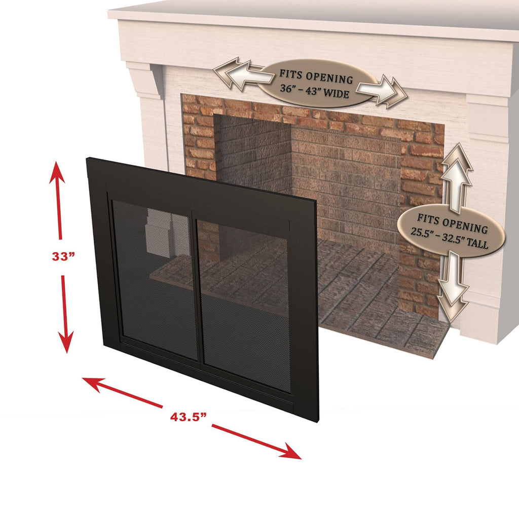Fireplace Glass Door, Black, Small J4053