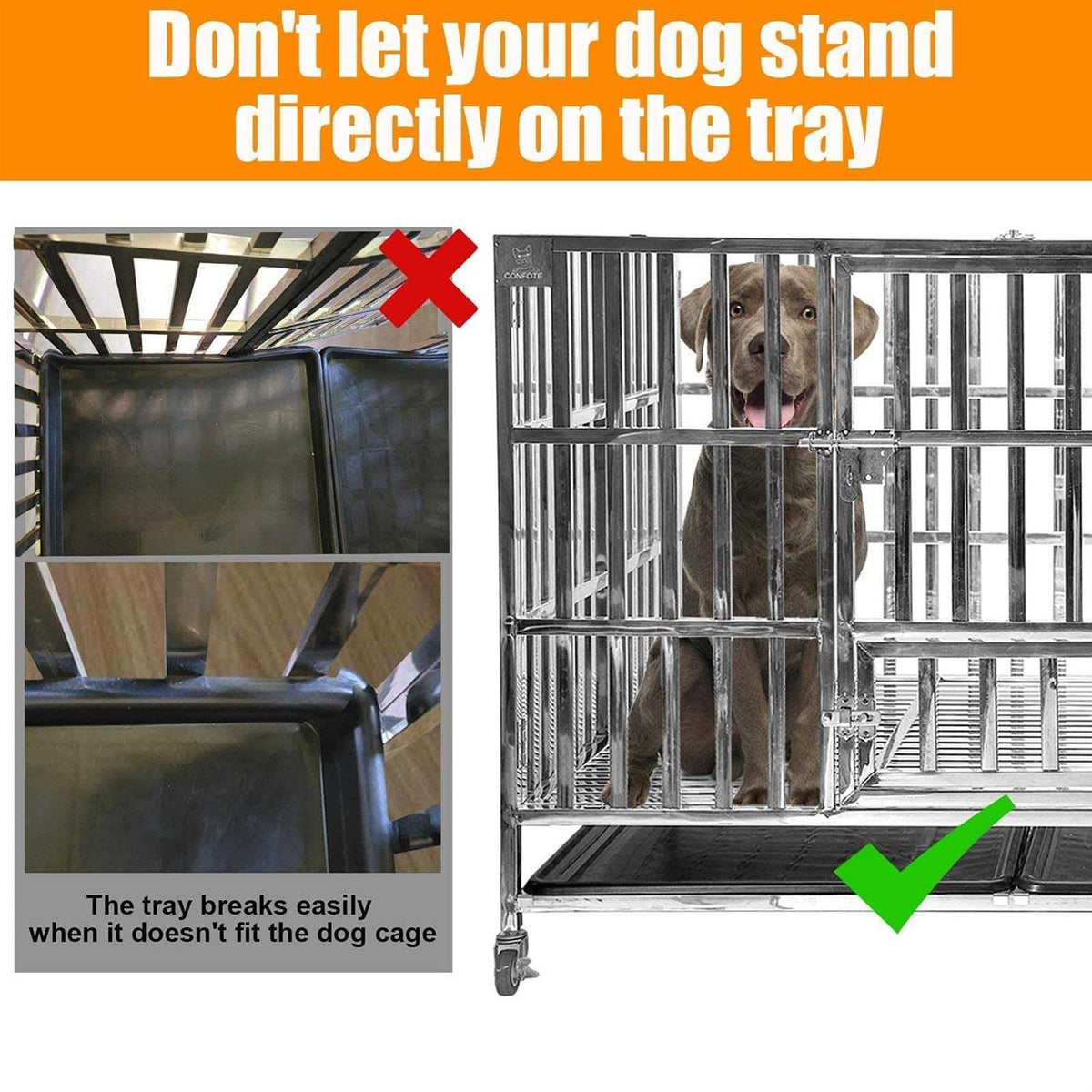 Heavy Duty Stainless Steel Dog Cage Kennel Crate with Double Doors for Large Dogs Y6826