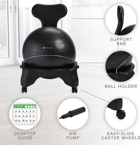 Exercise Ball Chair for Yoga Gym Blue C6657