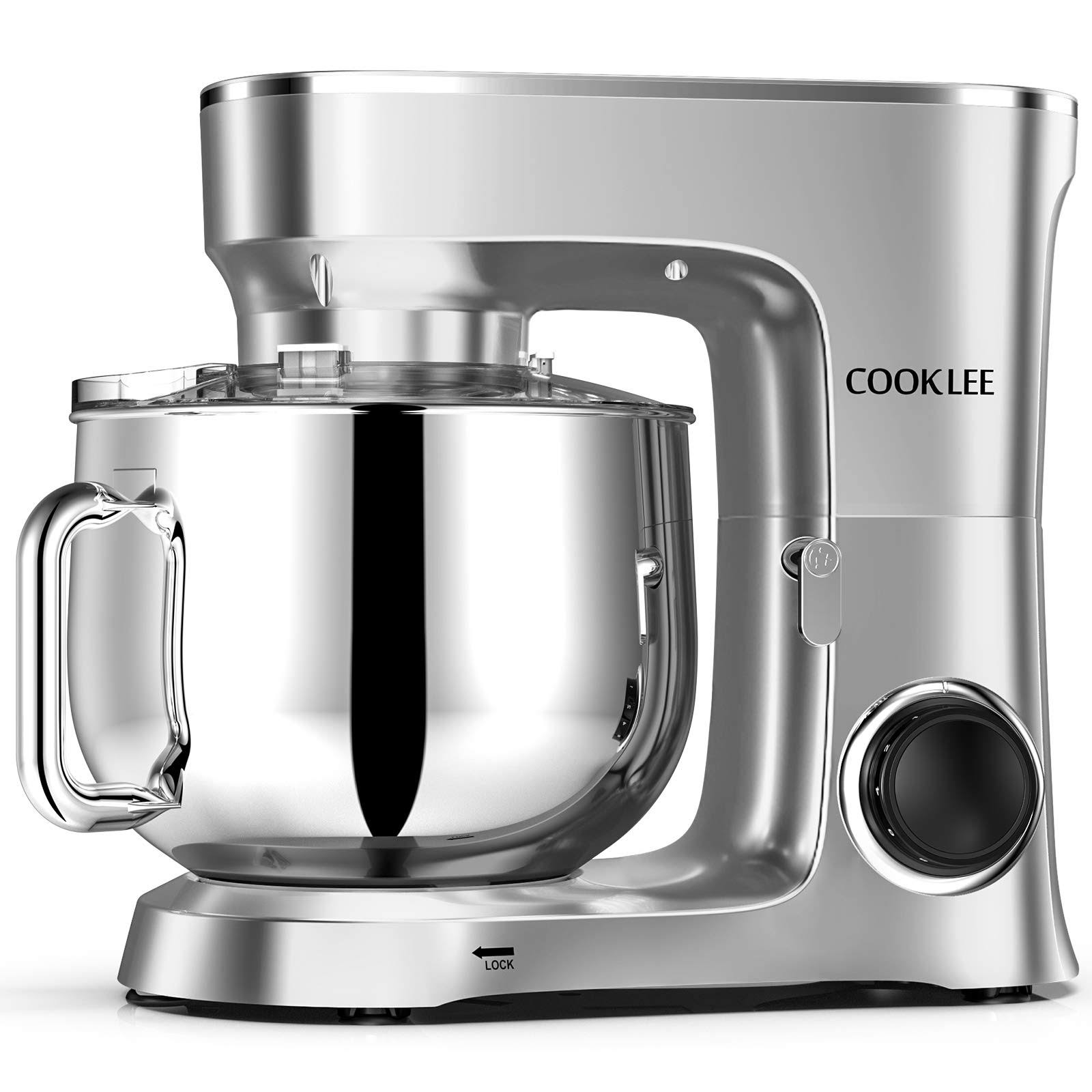 COOKLEE Stand Mixer, 9.5 qt. 660W 10-Speed Electric Kitchen Mixer with Dishwasher-Safe Dough Hooks, Flat Beaters, Wire Whip u002
