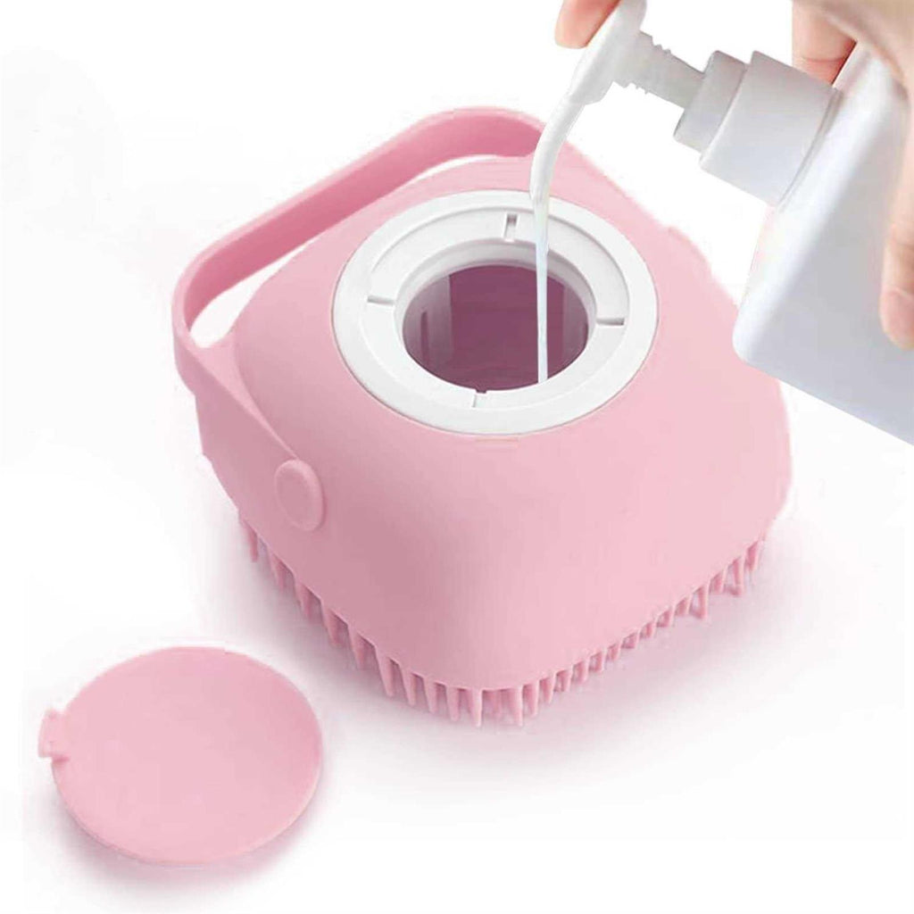ELEGX Pet Grooming Bath Massage Brush with Soap and Shampoo Dispenser Soft Silicone Bristle for Long Short Haired Dogs Cats Shower - Pet Supplies online store