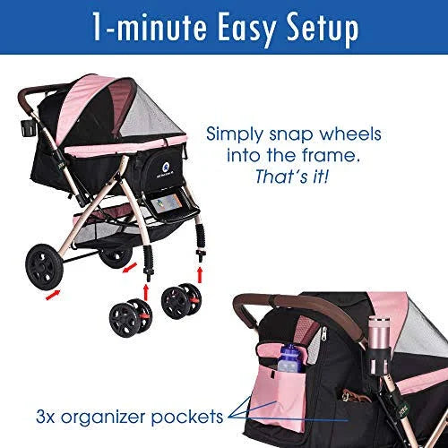 Extra-Long Heavy Duty Pet Stroller with Convertible Compartment P37027