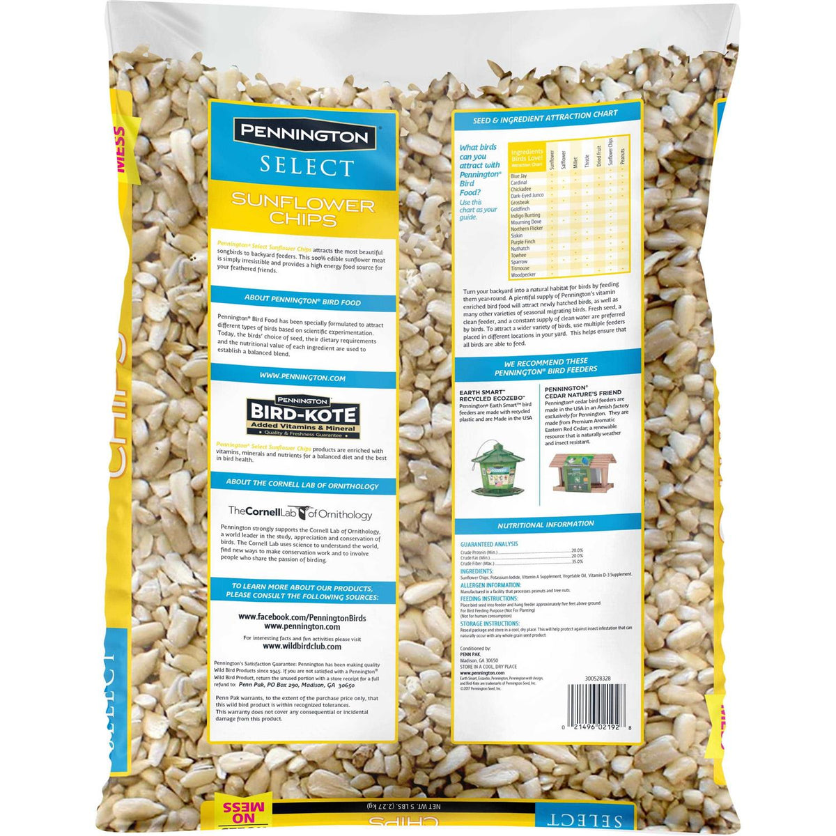 Sunflower Chips for Wild Birds, Dry Bird Food N58506