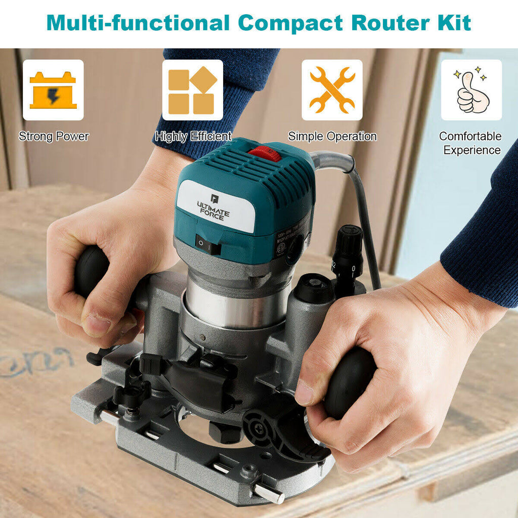 Palm Router Kit Variable Speed Woodworking with Plunge Base Y72729