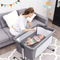 Costway Baby Joy Portable Baby Bed Side Sleeper Infant Travel Bassinet Crib w/Carrying Bag Grey