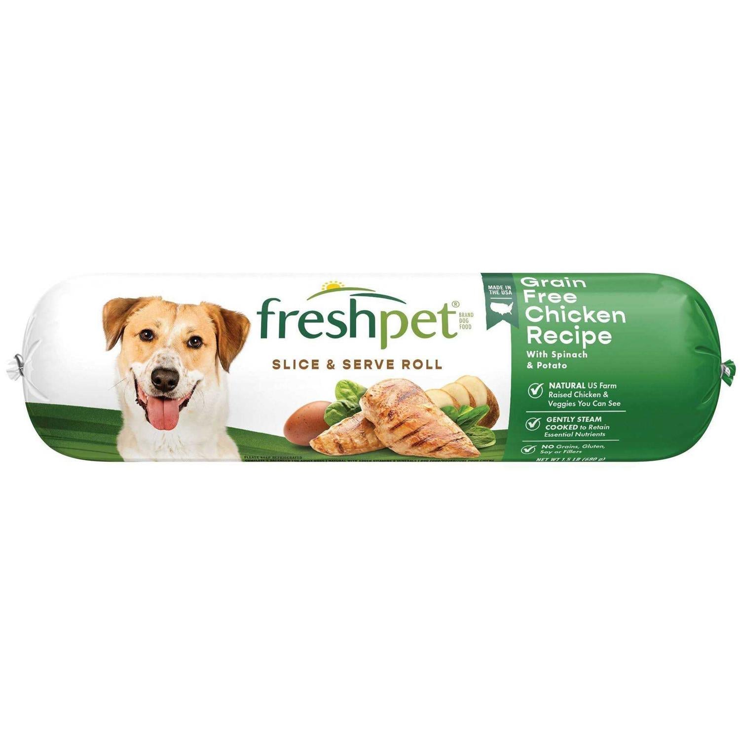 Grain Free Chicken Recipe Slice & Serve Roll Dog Food K323