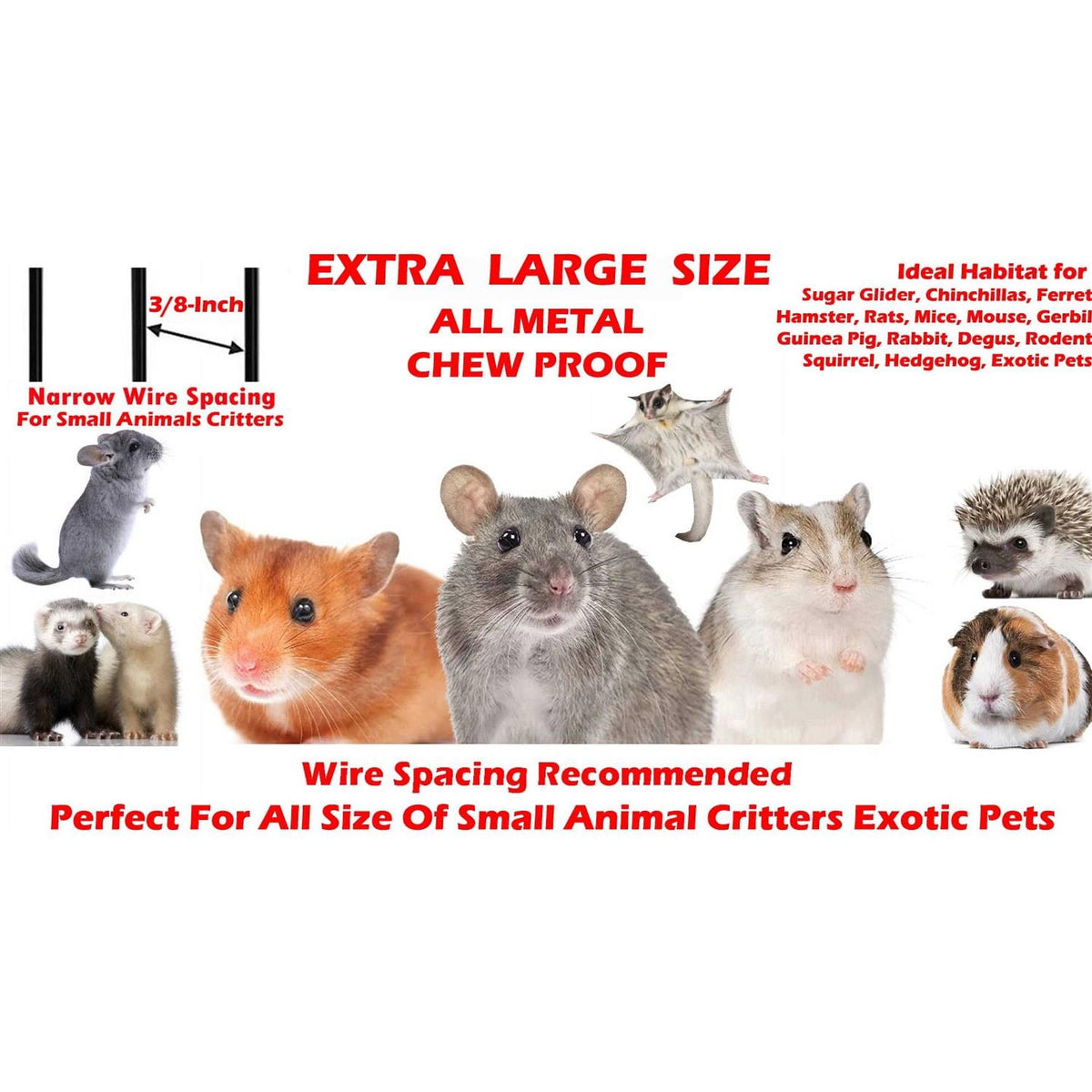 Extra Large Small Critters Rolling Stand Cage for Ferret, Chinchilla, Sugar Glider, Rats N215324