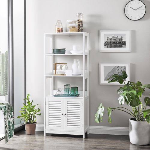 Matte White Freestanding Tall Bathroom Storage Cabinet W309357