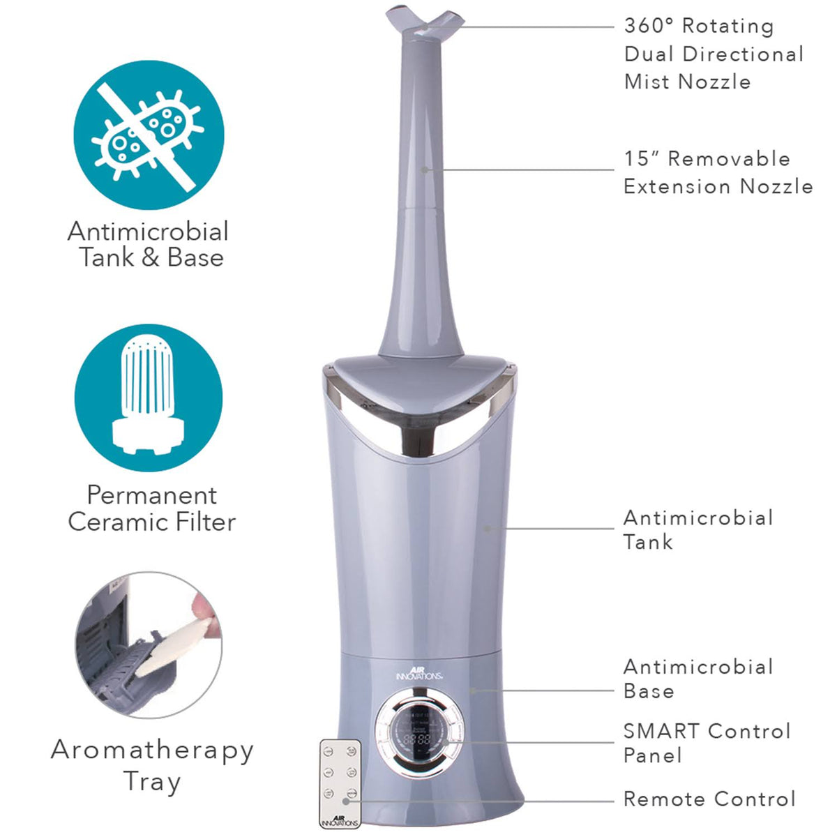 Ultrasonic Cool Mist Humidifier 1.7 gal with Remote S170579