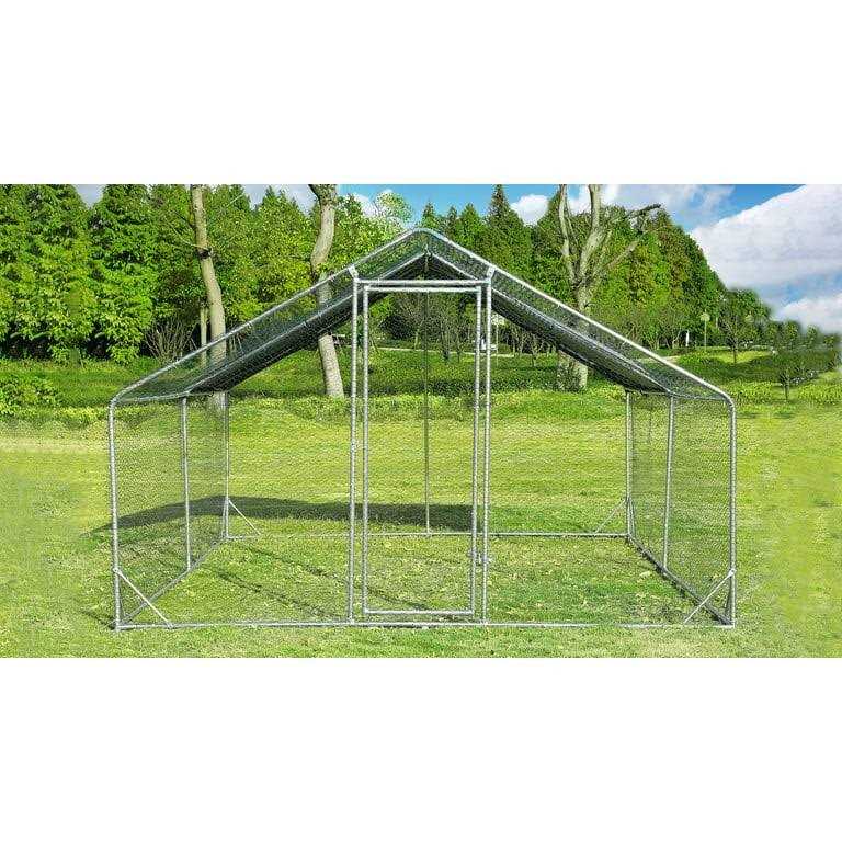 Large Metal Chicken Coop with Wire Mesh Run N2886