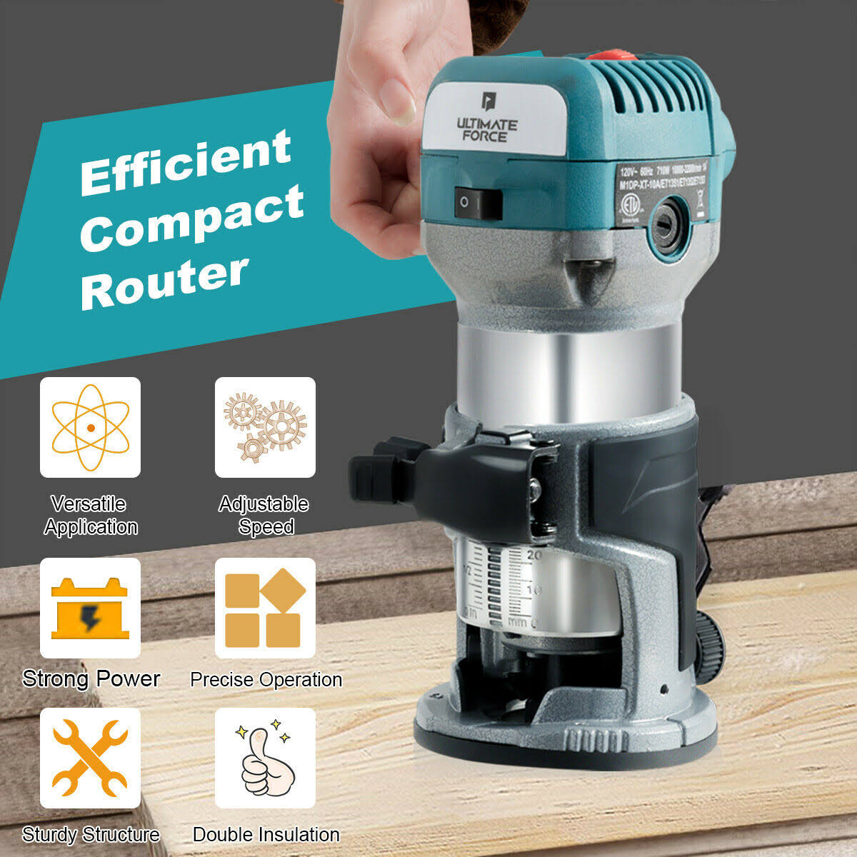 Palm Router Kit Variable Speed Woodworking with Plunge Base Y72729