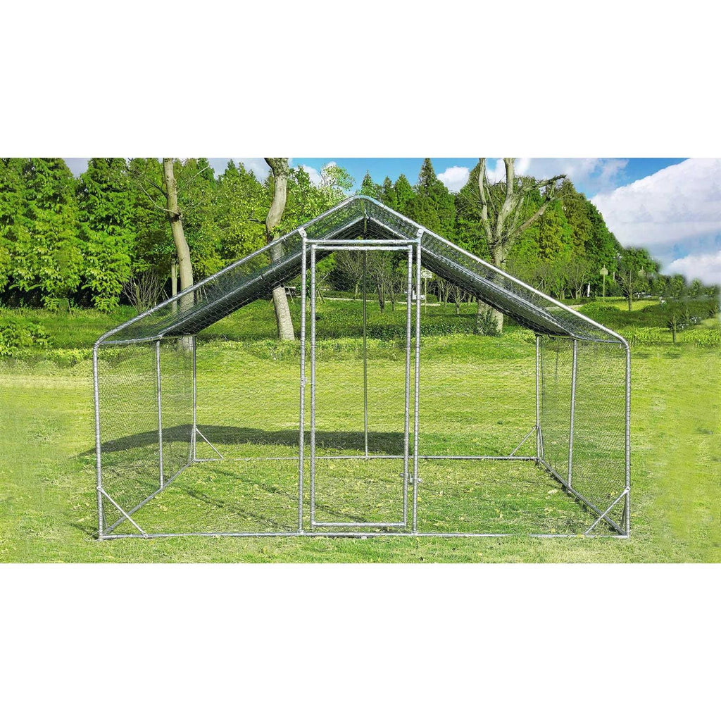 Large Metal Chicken Coop with Wire Mesh Run N2886