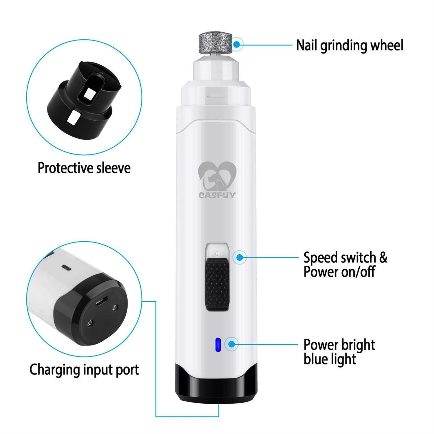 Dog Nail Grinder Electric Rechargeable Pet Nail Trimmer for Small Medium Dogs G4946
