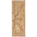Steves u0026 Sons 36 in. x 84 in. 2-Panel Solid Core Prefinished Natural Knotty Alder Interior Barn Door Slab, Clear Satin
