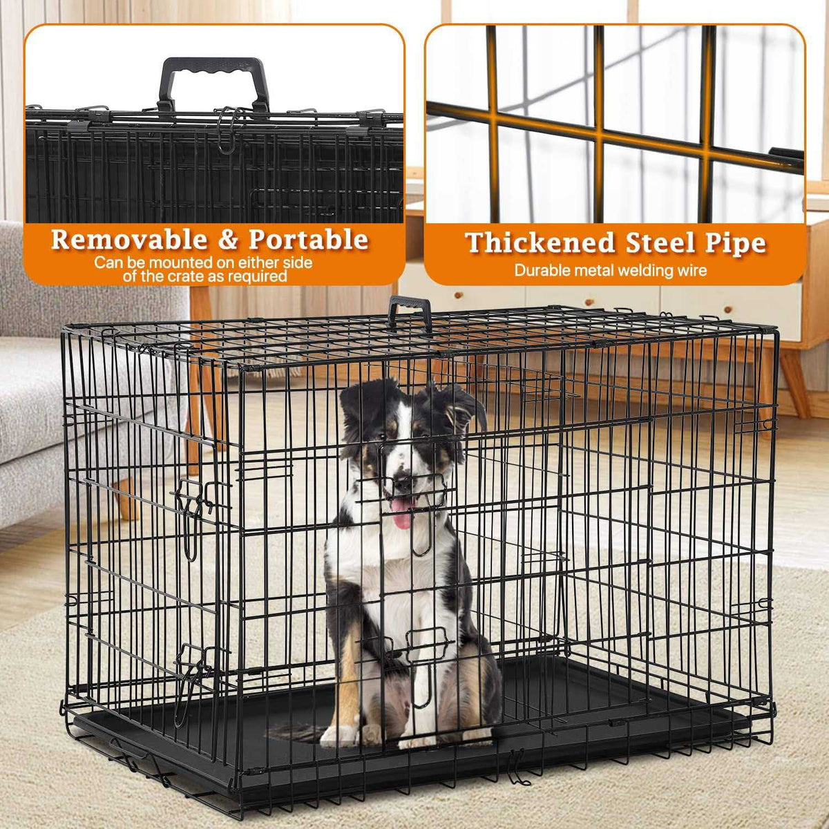 Folding Metal Wire Dog Crate 48 Inch for Large Dogs P4408