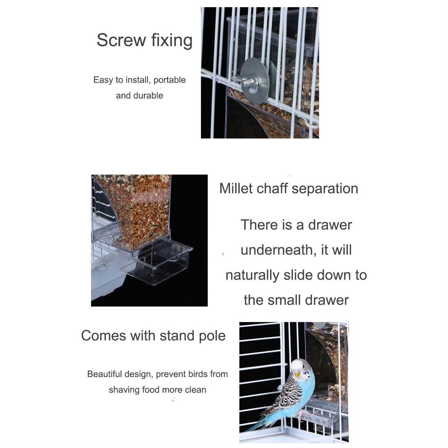 Automatic Bird Feeder for Parakeet Canary Cockatiel Finch J9368