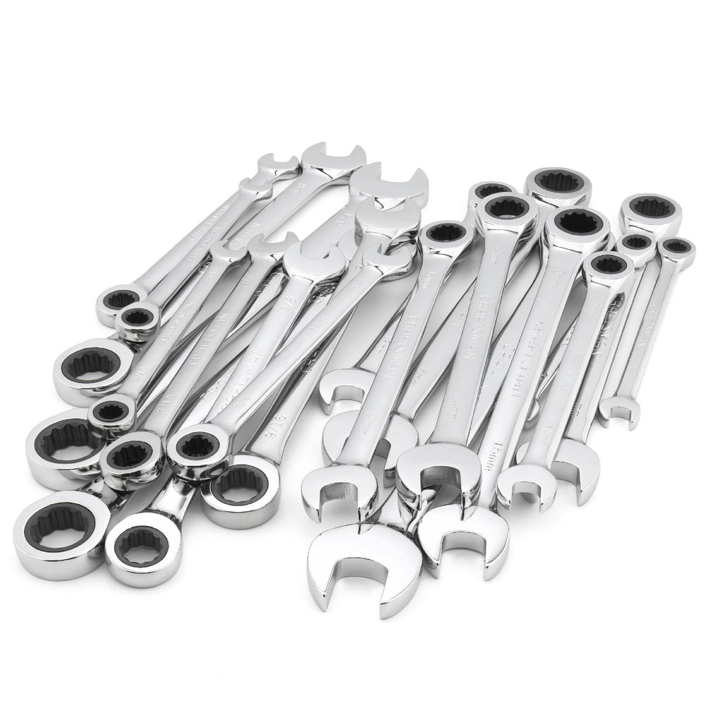 Craftsman 20 PC Combination Ratcheting Wrench Set Metric mm u0026 Standard SAE