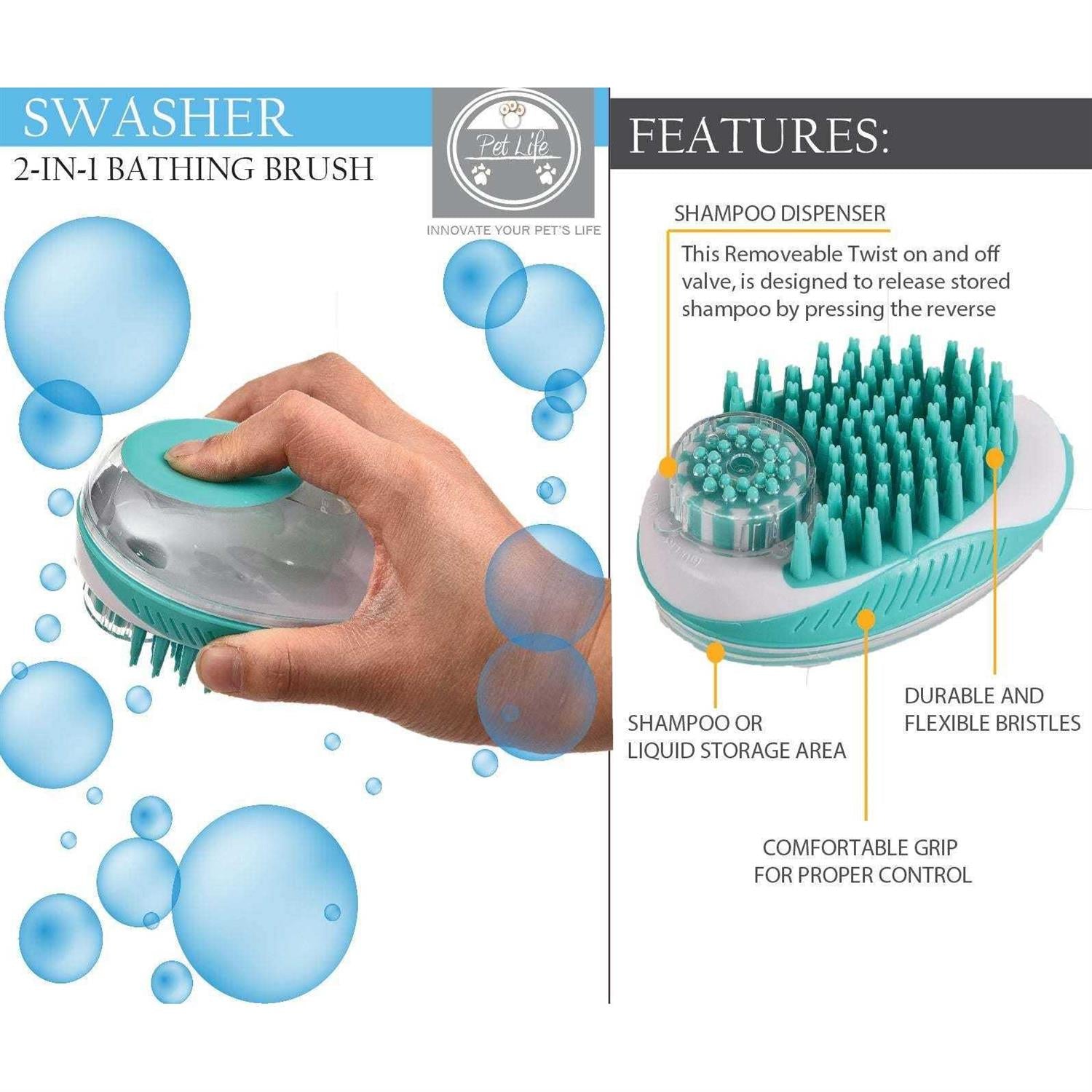 Pet Shampoo Dispensing Massage and Bathing Brush O8421