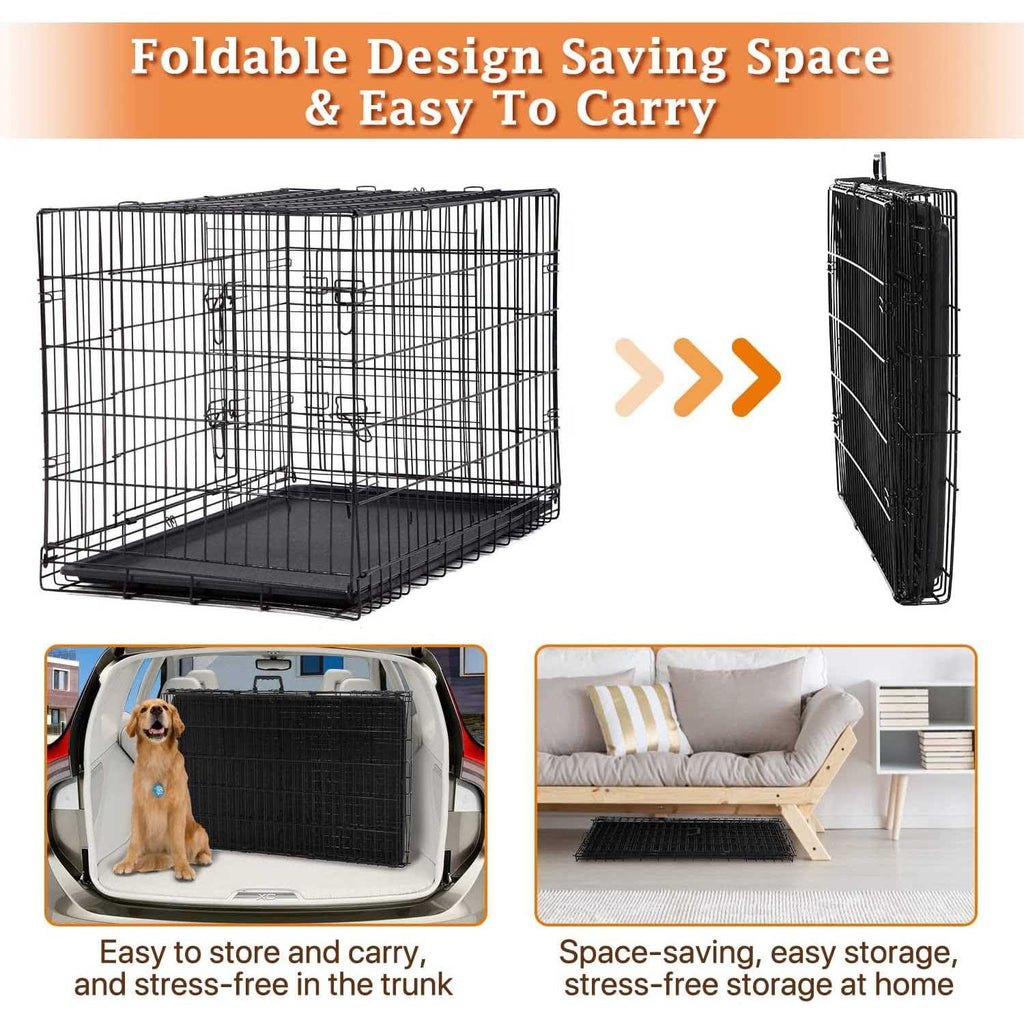 Folding Metal Wire Dog Crate 48 Inch for Large Dogs P4408
