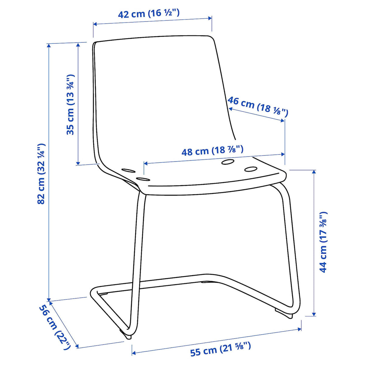 Tobias Chair, Blue/Chrome Plated Z8290