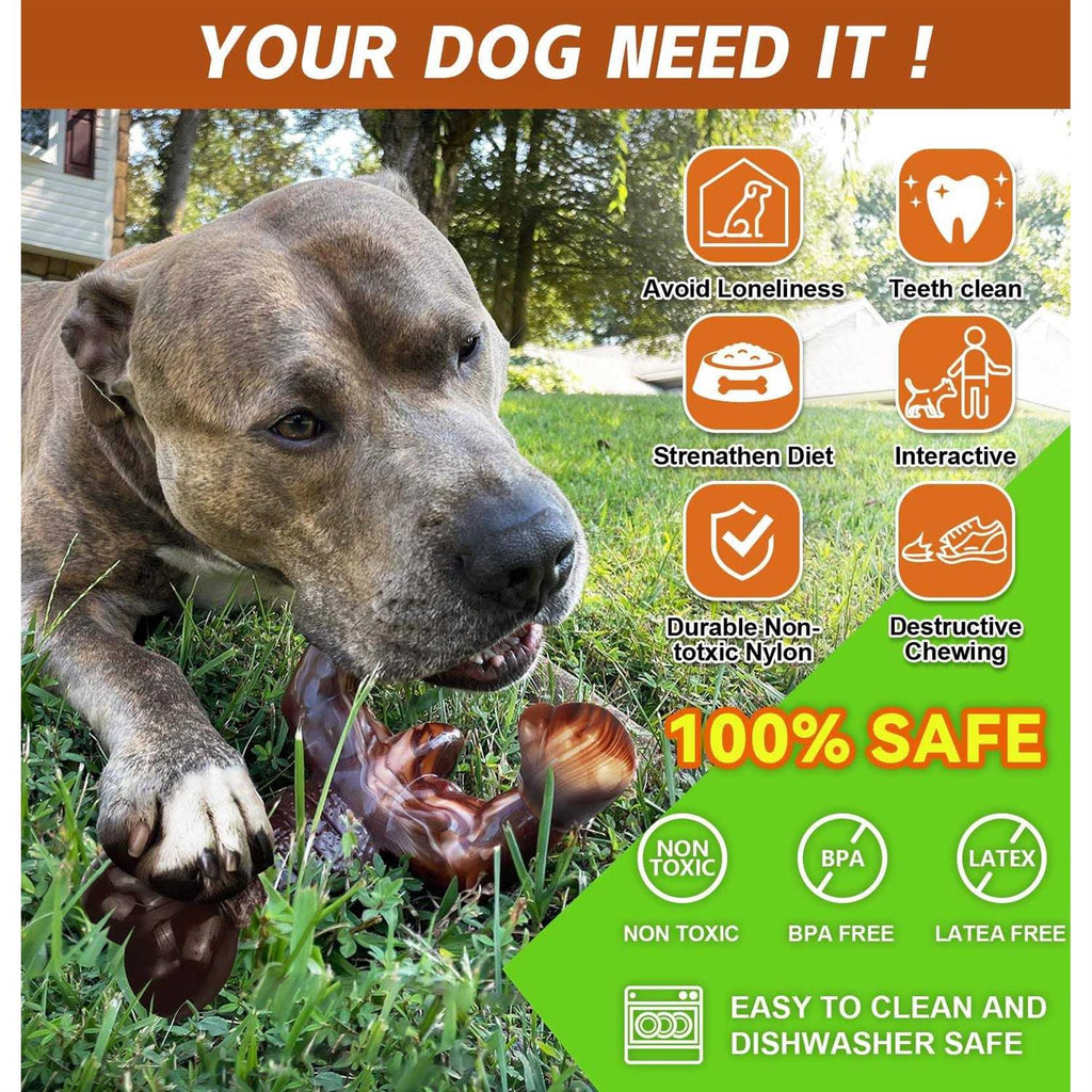 Indestructible Dog Chew Toy with Real Bacon Flavor for Large Dogs D213