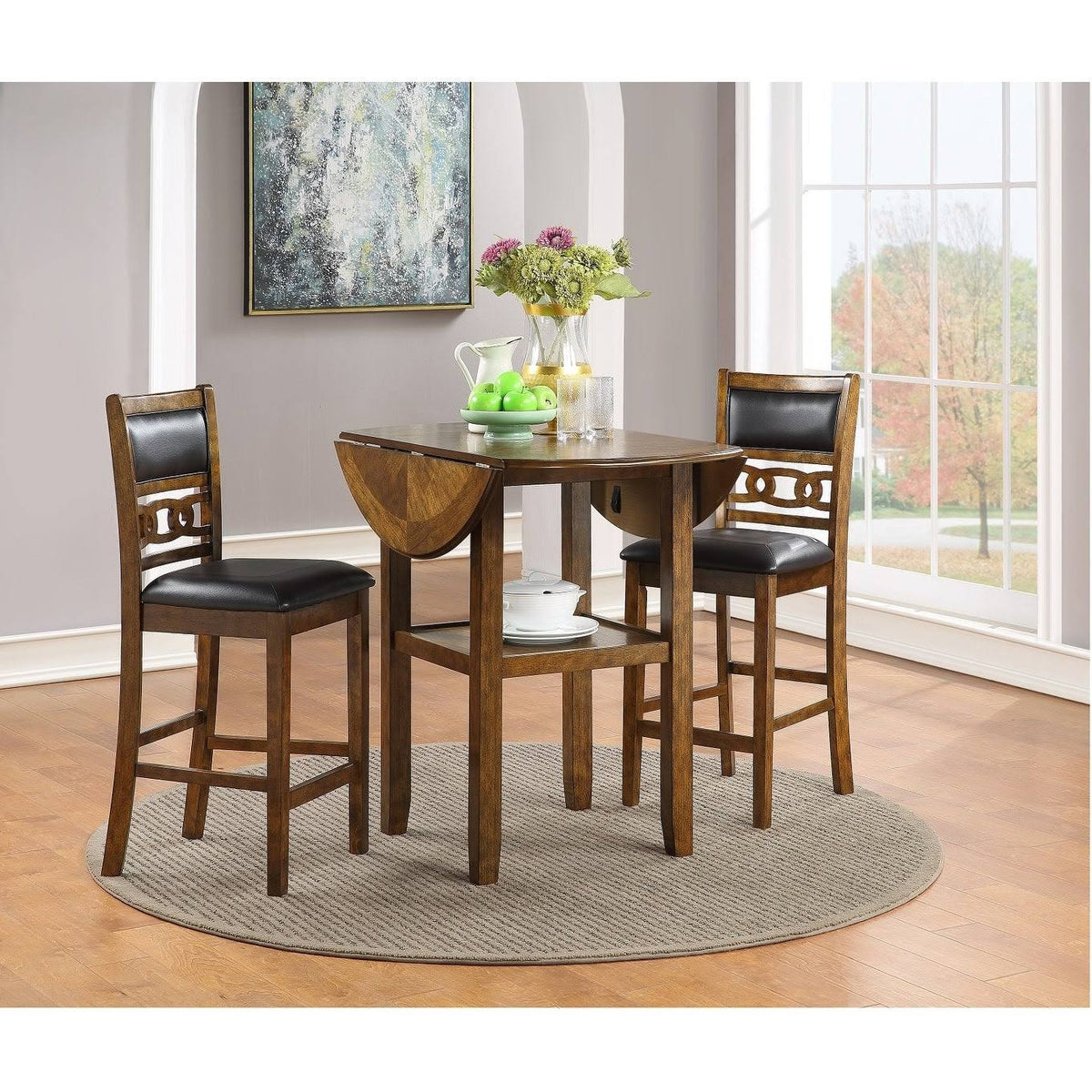 Brown Drop Leaf Table with 2 Chairs D5915