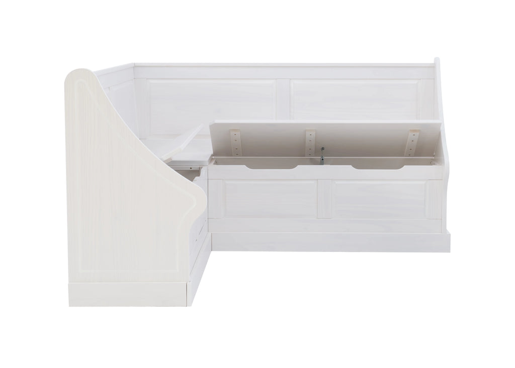 Corner Dining Bench with Storage, Seats 4, White H775