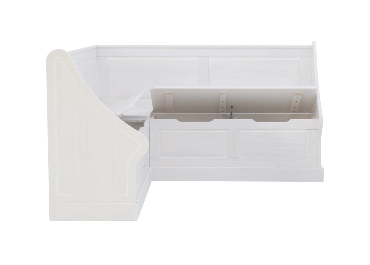 Corner Dining Bench with Storage, Seats 4, White H775