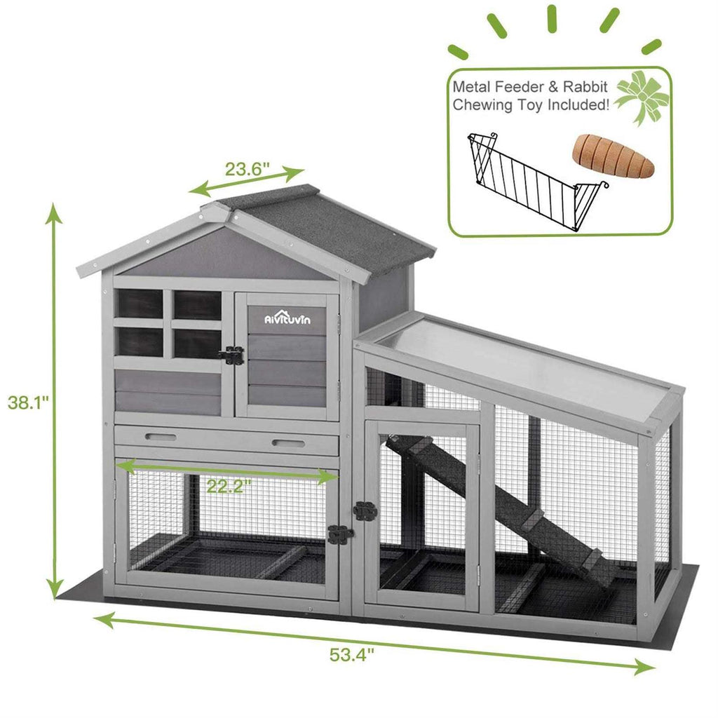 Rabbit Hutch Indoor Outdoor Wooden Bunny Cage with Ventilation Door V883