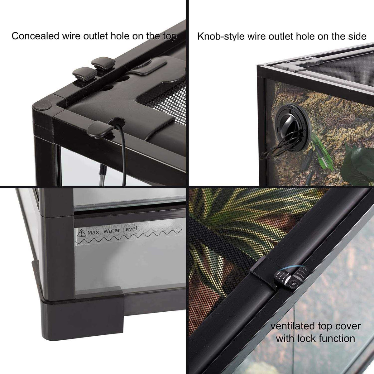 24 x 18 x 36 Reptile Tall Glass Terrarium with Double Hinge Door and Screen Ventilation B31463