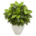 Dieffenbachia Artificial Plant in White Planter - As Pictured