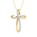 18K Yellow Gold over Sterling Silver Womens Round Diamond Cross Pendant Necklace (0.15 Carat) (I1-I2 Clarity)