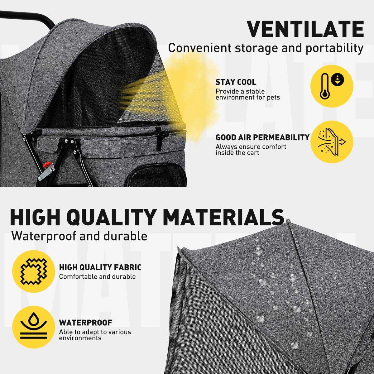 Mesh Foldable Pet Stroller for Travel and Shopping X385789